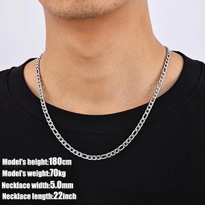 Collier Chaîne Figaro en Acier Inoxydable Hip Hop Punk Argenté Bijou de Style Urbain pour Hommes et Femmes Accessoire Quotidien