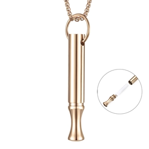 Detail of rose gold breathing necklace with detachable base and internal aroma stick