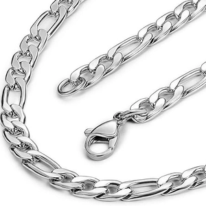 Collier chaîne Figaro classique en acier inoxydable poli avec fermoir mousqueton