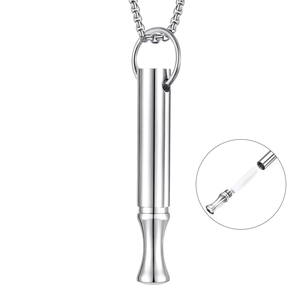 Stainless steel meditation whistle necklace with openable aromatherapy core