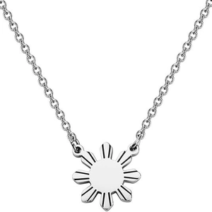 Collier Pendentif Soleil Étoiles Philippines en Acier Inoxydable Plaqué Or Argent Chaîne en O Géométrique Bijoux de Mode Cadeau Femme