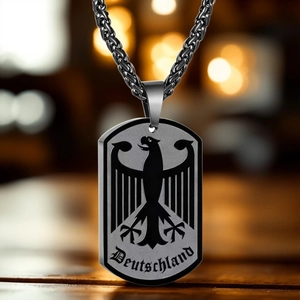 Militär-Halskette aus Edelstahl mit deutschem Adlerwappen und Deutschland-Schriftzug für Herren