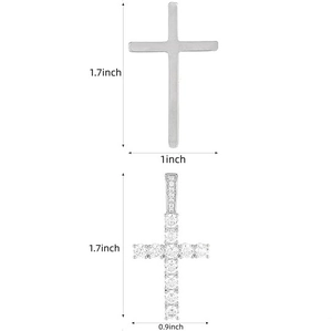 Pendentifs double croix hip-hop en acier poli et sertis de strass scintillants