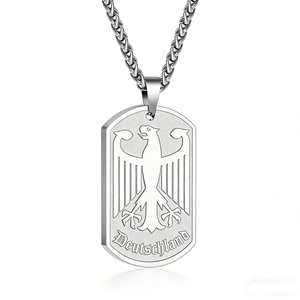 Edelstahl Erkennungsmarke Halskette mit Bundesadler und stabiler Panzerkette für Herren