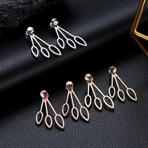 Minimalist hollow water drop stud earrings set in silver and rose gold finishes
