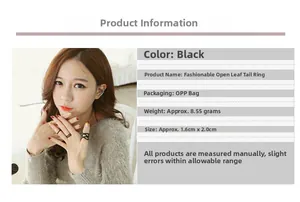 Detail specifications of black leaf theme knuckle rings set for women's fashion