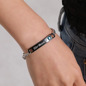 Fashion Couple Alloy Bracelet Set Crown Heart Design His Queen Her King Rhinestone Inlaid Metal Chain Bracelets For Lovers Jewelry Gift
