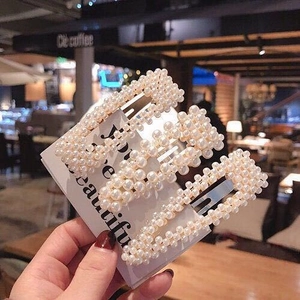 Elegant Korean Style Faux Artificial Pearl Alloy Hair Clip Set Minimalist Gold Silver Floral Star Geometric Barrette For Women
