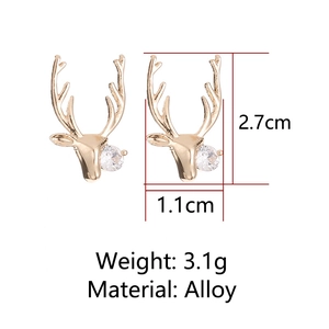 Détails des dimensions des boucles d'oreilles renne en alliage de cuivre et zircon