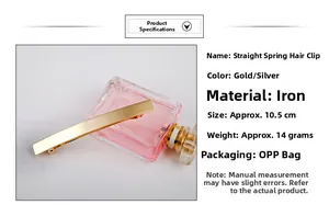 Detailed view of a 10.5cm matte gold metal hair clip with brushed finish texture