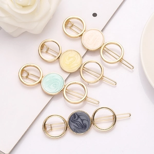 Lot de 4 barrettes à cheveux minimalistes en métal avec émail marbré coloré pour femmes