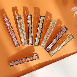 Fermaglio per Capelli Rettangolare Cavo in Lega di Moda Fermaglio a Becco d'Anatra con Doppio Strass Accessorio per Capelli per Donna