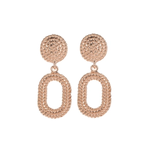 Retro rose gold beaded texture oval earrings with vintage palace style aesthetic