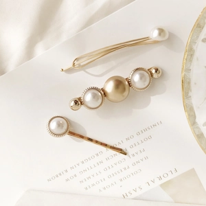 Alloy Imitation Artificial Pearl Rhinestone Hair Clip Elegant Gold Bobby Pin Heart Bee Crown Flower Pattern Women Hair Accessories