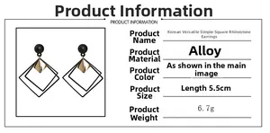 Detailed size and weight specs for the long geometric black and gold sequin earrings