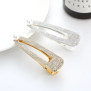 Pince À Cheveux Élégante En Strass Et Künstliche Perle Goutte D'eau Alliage Brillant Géométrique Creux Barrette Pour Femmes Mariage Fête Accessoires Cheveux