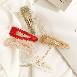 Elegante Fermaglio per Capelli in Lega con Perline di Strass Fatto a Mano Dolce Clip Laterale a Goccia d'Acqua Gioielli da Donna