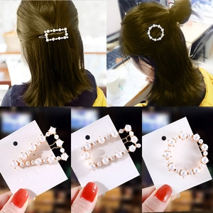 Geometrische Künstliche Perle Haarklammer Elegant Gold Legierung Künstliche Perle Haarspange Für Frauen Hochzeit Party Täglich Haarschmuck
