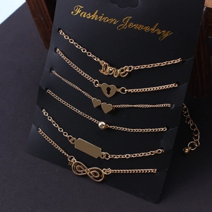 Gold Alloy Infinity Heart Love Bracelets For Women Fashion Minimalist Bohemian Multi Layered Anklets Jewelry Accessories