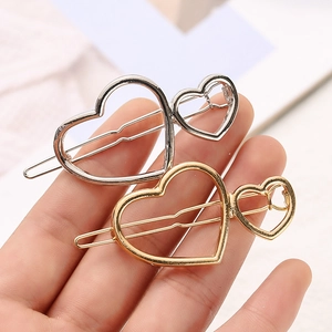 Barrette en Métal Double Cœur Ajouré pour Femmes Or Argent Alliage Géométrique Cœur Pince Latérale Accessoires Cheveux