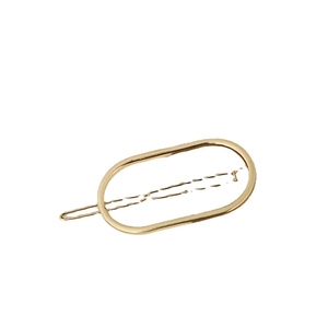 Pinza para el pelo ovalada minimalista en aleación de oro brillante con acabado champagne