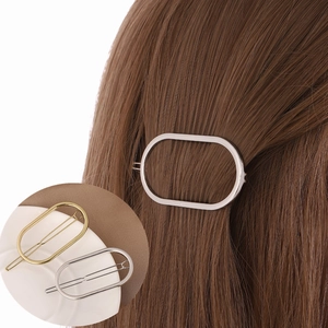 Pinza para el Cabello Geométrica Ovalada de Aleación Minimalista para Mujer Moda Galvanizado Oro Plata Pulido Accesorios de Cabello