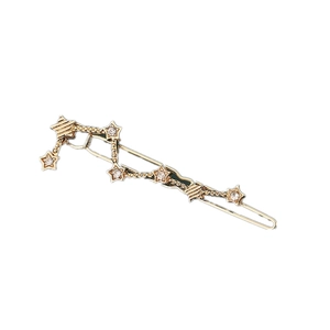 Elegant gold alloy Big Dipper star hair clip with sparkling crystals for women