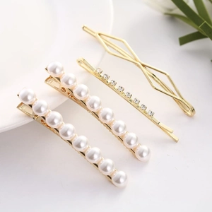 Lot de Barrette à Cheveux en Alliage Doré Künstliche Perle Strass Style Coréen Épingle à Cheveux Géométrique Élégante Bijoux de Tête