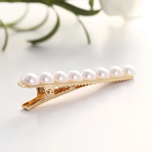 Ensemble de 3 barrettes à cheveux dorées avec perles blanches élégantes pour femme