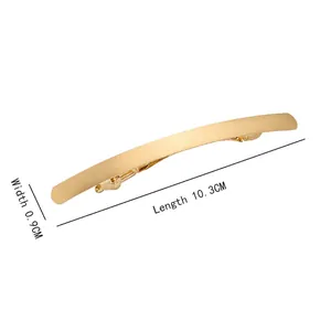 Barrette à cheveux longue en métal doré mat avec texture brossée fine 10,3 cm