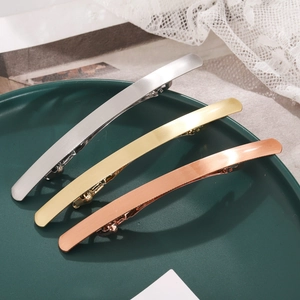 Pince à Cheveux en Métal à Arc Long Minimaliste pour Femmes Barrette Finition Brossée Or Argent Or Rose Clip à Ressort Accessoires de Cheveux de Mode