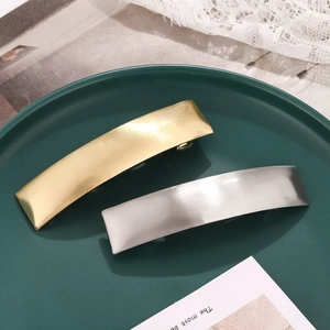 Minimalist Fashion Rectangular Metal Hair Clip For Women Gold Silver Brushed Alloy Spring Hairclip Decorative Hair Accessory