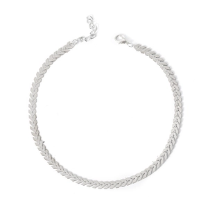 Minimalist silver herringbone chain necklace with lobster clasp and adjustable extension link