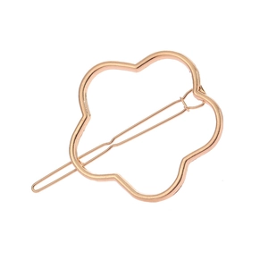 Barrette à cheveux élégante en métal or rose ajouré avec motif floral géométrique épuré