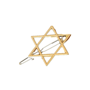 Minimalist gold star hair clip with a geometric hexagram design and metal barrette base
