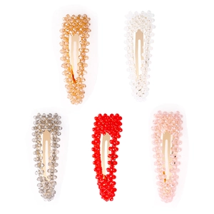 Lot de 5 barrettes à cheveux faites à la main en cristal de forme goutte d'eau