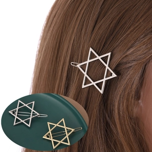 Minimalist Alloy Hexagram Star Hair Clip Fashion Metallic Bobby Pin Hair Accessories For Women Gold Silver Star Barrettes