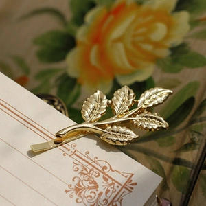 Barrette à Cheveux Branche d'Olivier en Alliage Doré Vintage Élégante Style Mori Accessoires de Cheveux pour Femmes