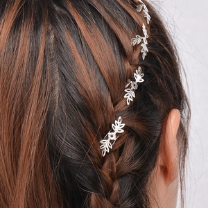 Silver hollow leaf hair clips for elegant styling, multiple metal clips for braided hair