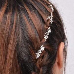 Silver hollow leaf hair clips for braided hairstyles stylish metal hair accessories