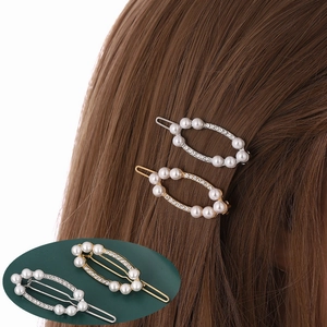 Elegante Legierung Künstliche Perle Strass Haarklammern Ovale Geometrische Hohle Haarnadel Für Damen Tägliche Bankett Party Haarschmuck