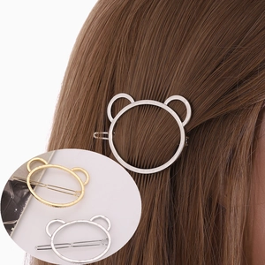 Minimalist Hollow Bear Head Hair Clip Alloy Metal Gold Silver Bobby Pin Simple Animal Shaped Hairpin For Women Daily Accessories