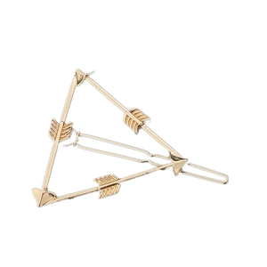 Barrette à cheveux triangulaire dorée avec flèches en alliage pour femmes