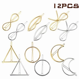 Minimalist Alloy Electroplated Geometric Hair Clips For Women Fashion Lips Bow Infinity Triangle Moon Metal Hairpins Accessories