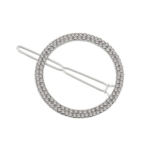 Geometrische Kreis-Haarspange in Silber mit funkelnden Strasssteinen für Damenfrisuren