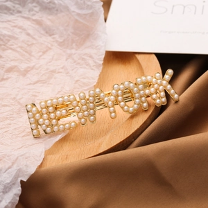 Pince à Cheveux en Alliage Or Künstliche Perle Lettre New York pour Femmes Élégantes Style Coréen Épingles à Cheveux en Künstliche Perles d'Imitation