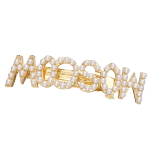 Fermaglio per capelli dorato lettera MOOSONW con perle bianche dal design trendy