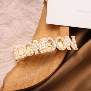 Barrette à Cheveux Künstliche Perles Lettres London Alliage Doré Épingle à Cheveux Douce et Fraîche Accessoires de Coiffure pour Femmes Quotidien