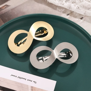 Grande Barrette à Cheveux en Métal Brossé Infini Ajourée Minimaliste Support de Queue de Cheval Accessoires Femme