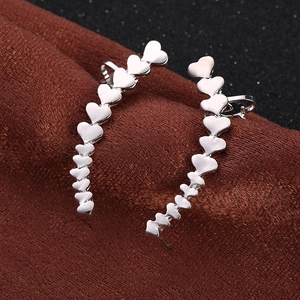 Korean Style Alloy Heart Star Ear Climbers Silver Color Electroplated Ear Cuffs Fashion Non Piercing Earrings Jewelry For Women
